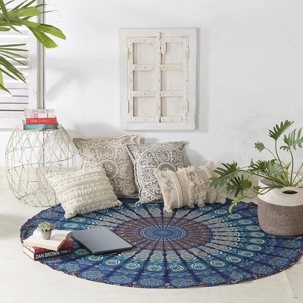 Mandala Hippie Bohemian Floor/Beach Mat Symmetrical Pattern Retro Room Decor - Picture 8 of 8